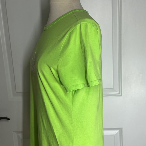 LRL Lauren Active, Size Large, Bright Green, White Monogramed Short Sleeve - Picture 3 of 6